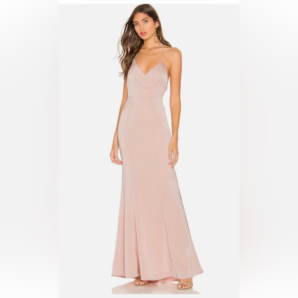 Lovers + Friends The Slip Satin Maxi Dress Pink Champagne Size XS New With Tags